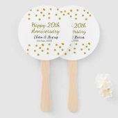 Golden dots glitter happy 20th anniversary wedding ハンドファン (正面&裏面)