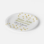 Golden dots glitter happy 20th anniversary wedding ペーパープレート (アングル)