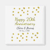 Golden dots glitter happy 20th anniversary wedding マグネット (正面)