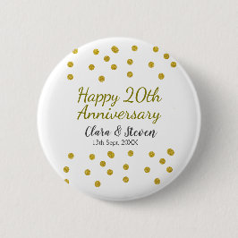Golden dots glitter happy 20th anniversary wedding 缶バッジ