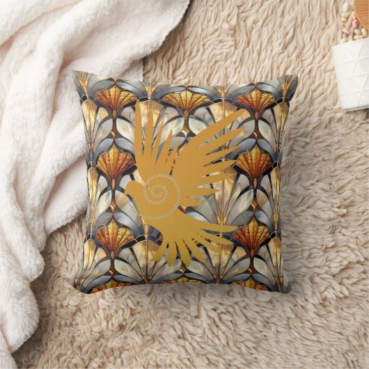Golden Dove Throw Pillow クッション (ブランケット)