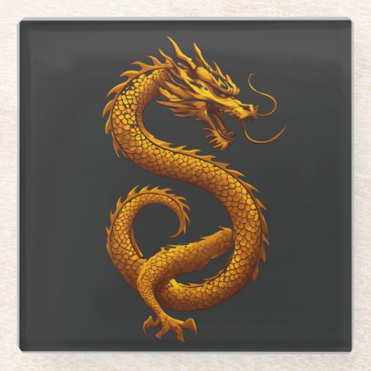 Golden Dragon ガラスコースター (正面)