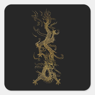 GOLDEN DRAGON ASIAN ART STICKERシリーズ スクエアシール
