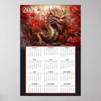 Golden Dragon Calendar 2026 – Autumn Fire  ポスター