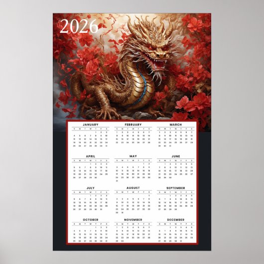 Golden Dragon Calendar 2026 – Autumn Fire  ポスター (正面)