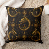 Golden Dragon Dark Fantasy Pillow クッション (ブランケット)