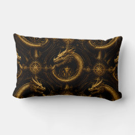 Golden Dragon Dark Fantasy Pillow ランバークッション