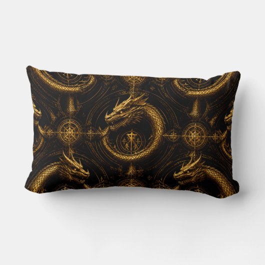 Golden Dragon Dark Fantasy Pillow ランバークッション (裏面)