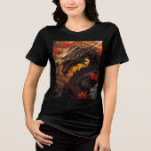 Golden Dragon in Fiery Autumn Canyon トライブレンドＴシャツ (正面)