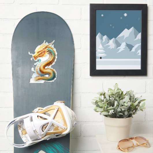 Golden Dragon Majesty Custom-Cut Vinyl Sticker シール (スノーボード)