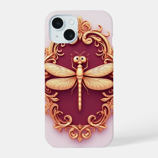 Golden dragonfly jewelry style artistic aesthetic  iPhone 15ケース (裏面)
