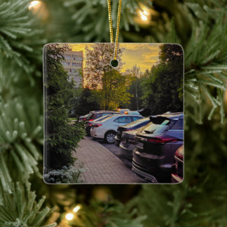 Golden Dusk City Ornament – Customizable セラミックオーナメント