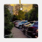 Golden Dusk City Ornament – Customizable セラミックオーナメント (正面)