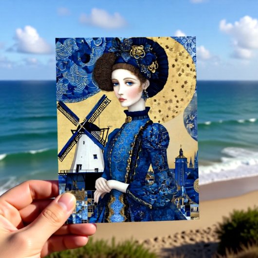 Golden Dutch Woman Landscape ポストカード