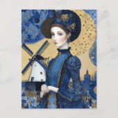 Golden Dutch Woman Landscape ポストカード (正面)