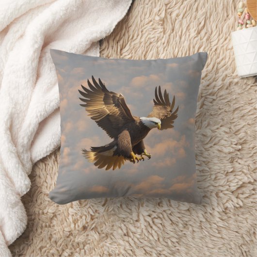 Golden Eagle Sky Throw Pillow クッション (ブランケット)