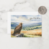 Golden Eagle Watercolor Bird of Prey Custom Text ノートカード (正面/裏面インサイチュ)