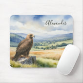 Golden Eagle Watercolor Wildlife Personalized マウスパッド (マウス)