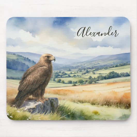 Golden Eagle Watercolor Wildlife Personalized マウスパッド (正面)