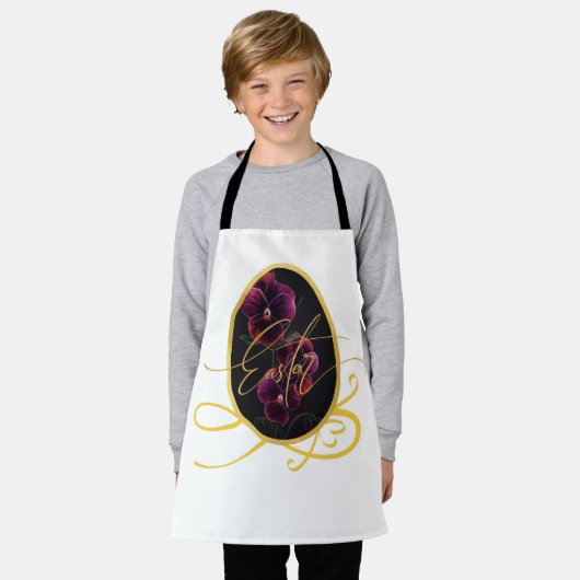 Golden Easter Egg and Elegant Iris エプロン (着用した状態)