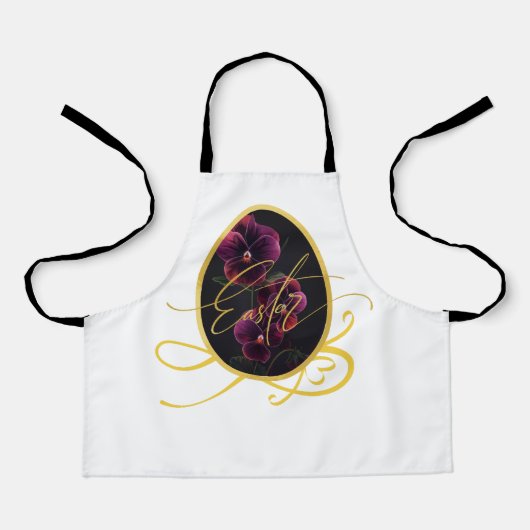 Golden Easter Egg and Elegant Iris エプロン (正面)