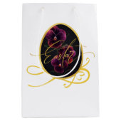 Golden Easter Egg and Elegant Iris ミディアムペーパーバッグ (正面)