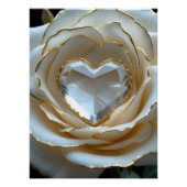 Golden-Edged Purity Crystal Heart Rose Poster ポスター (正面)