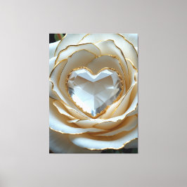 Golden-Edged Purity Crystal Rose Canvas Art キャンバスプリント