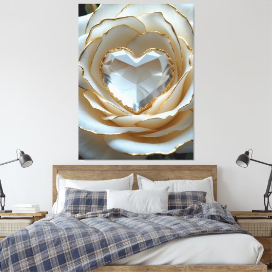 Golden-Edged Purity Crystal Rose Canvas Art キャンバスプリント (インサイチュ (寝室))