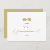 Golden Effect Groomsman Bow Wedding Proposal ポストカード (正面/裏面)