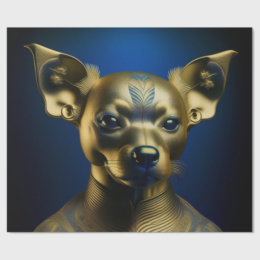 Golden Egyptian Chihuahua Guard ラッピングペーパー (フラット)