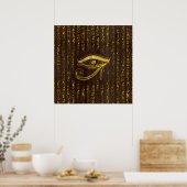 Golden Egyptian Eye of Horus  and hieroglyphics ポスター (キッチン)