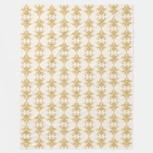 Golden Egyptian Motif Pattern フリースブランケット (正面)