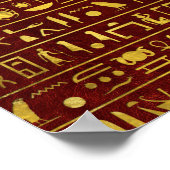 Golden Egyptian Sphinx on red leather ポスター (角)