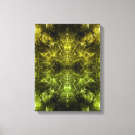Golden Electric Plasma Fractal Art キャンバスプリント (正面)