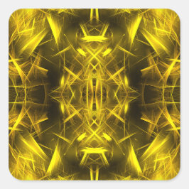 Golden Electric Plasma Fractal Art スクエアシール