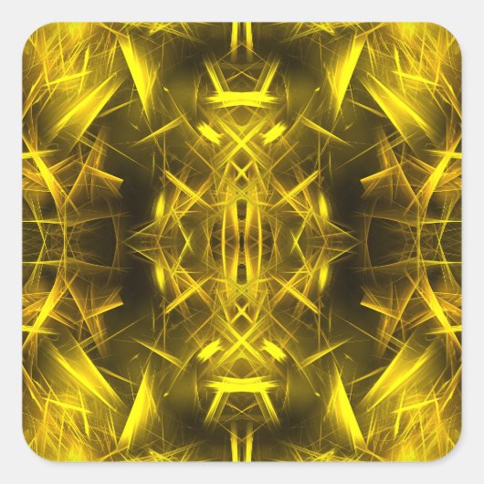 Golden Electric Plasma Fractal Art スクエアシール (正面)