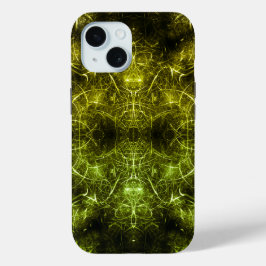 Golden Electric Plasma Fractal Art iPhone 15ケース