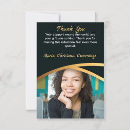 Golden Elegance Class Of Photo Graduation サンキューカード