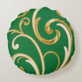 Golden Elegance Moss Green pattern ラウンドクッション (裏面)
