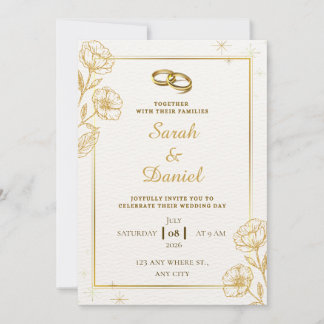 Golden Elegance Wedding Invitation 招待状