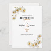 golden elegant daisy flower wedding invitation 招待状 (正面/裏面)
