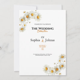golden elegant daisy flower wedding invitation 招待状