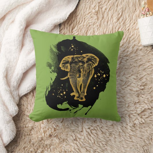 Golden Elephant Kissen Greenery クッション (ブランケット)