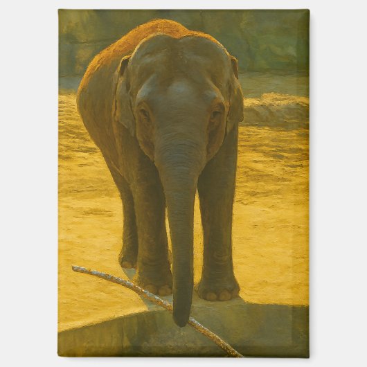Golden Elephant Wisdom – Majestic Wildlife マグネット (正面)