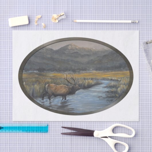 Golden Elk - Oval 薄葉紙 (クラフト)