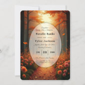 Golden Ember Autumn Woodland Stroll Wedding 招待状 (正面)