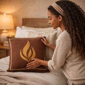 Golden Ember Glow Throw Pillow クッション