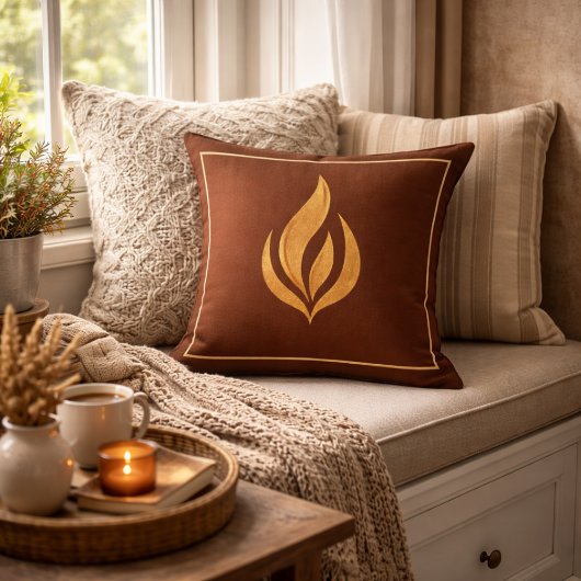 Golden Ember Glow Throw Pillow クッション