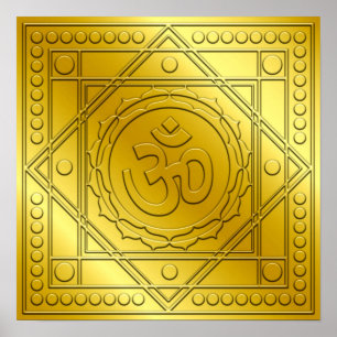 Golden Embossed Om Design ポスター